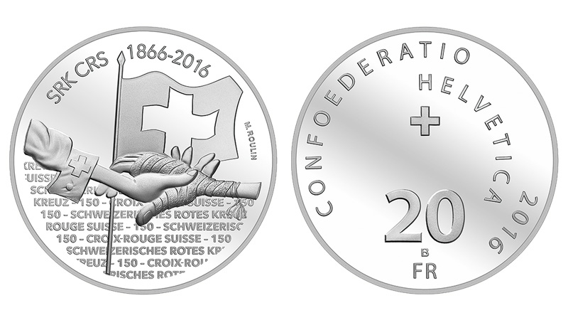 20 Franken Silber 150 Jahre Schweizerisches Rotes Kreuz